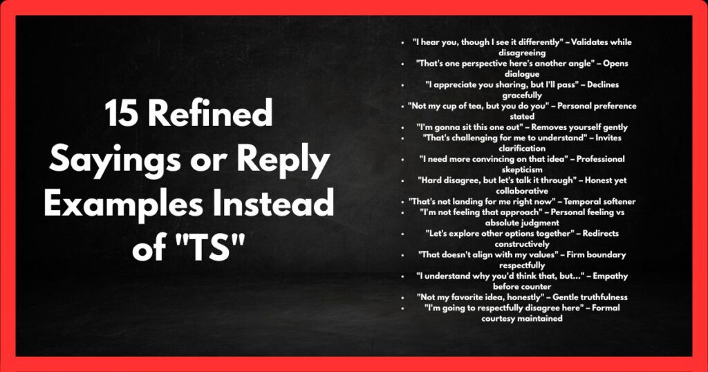 15 Refined Sayings or Reply Examples Instead of "TS"