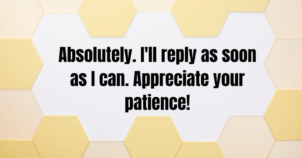 Absolutely. I'll reply as soon as I can. Appreciate your patience!