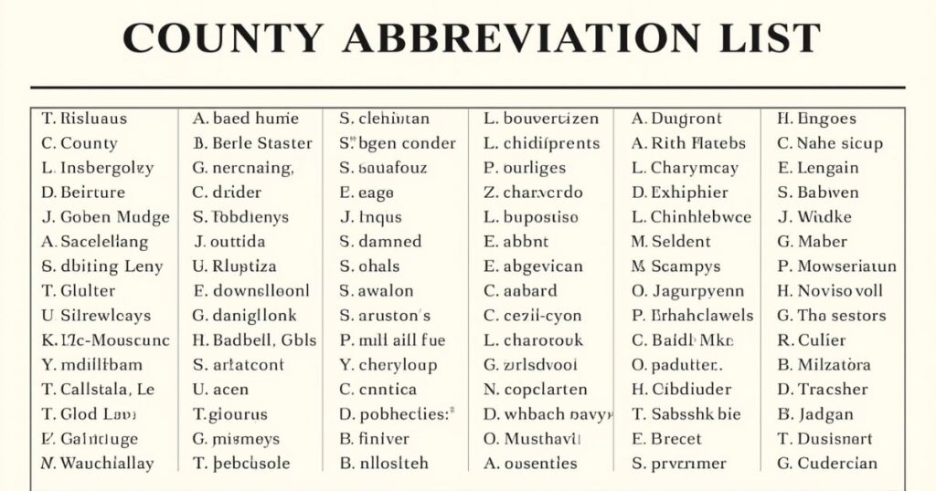 County Abbreviation List